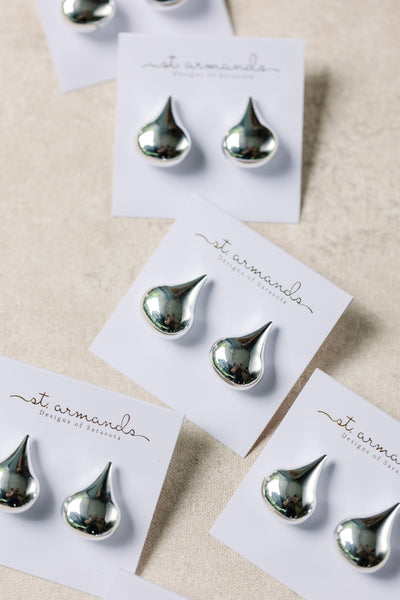 Silver Teardrop Studs