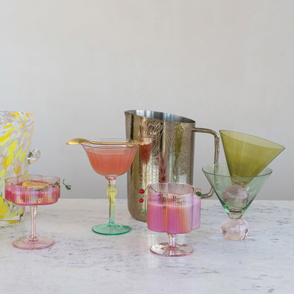 Pleated Flower Stemmed Wine Glass