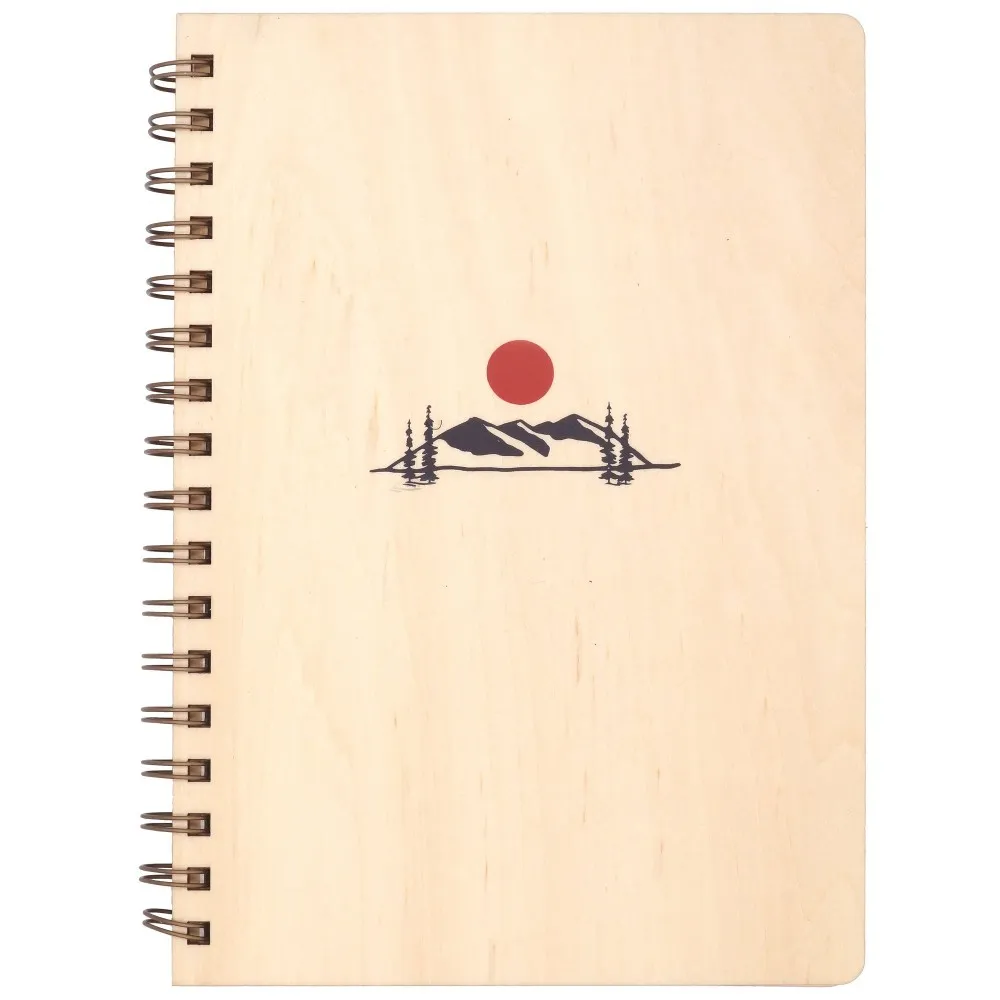 Mountain Sunrise Wood Spiral Notebook - Small