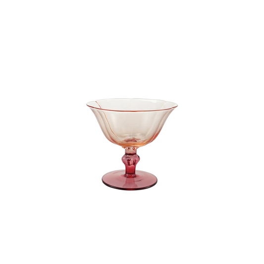 Floral Wine Glass Short - Red + Pink