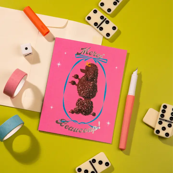 Merci Poodle Card