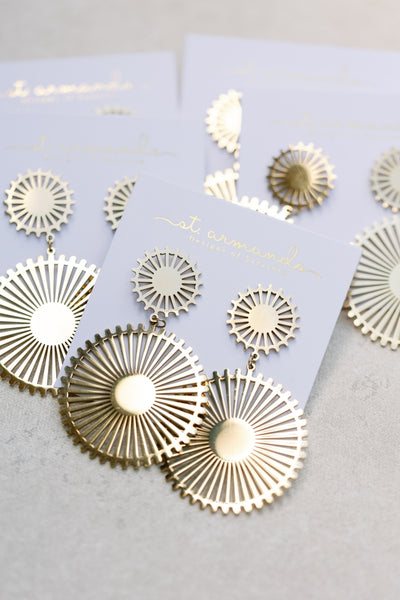 Gold Pinwheel Earrings