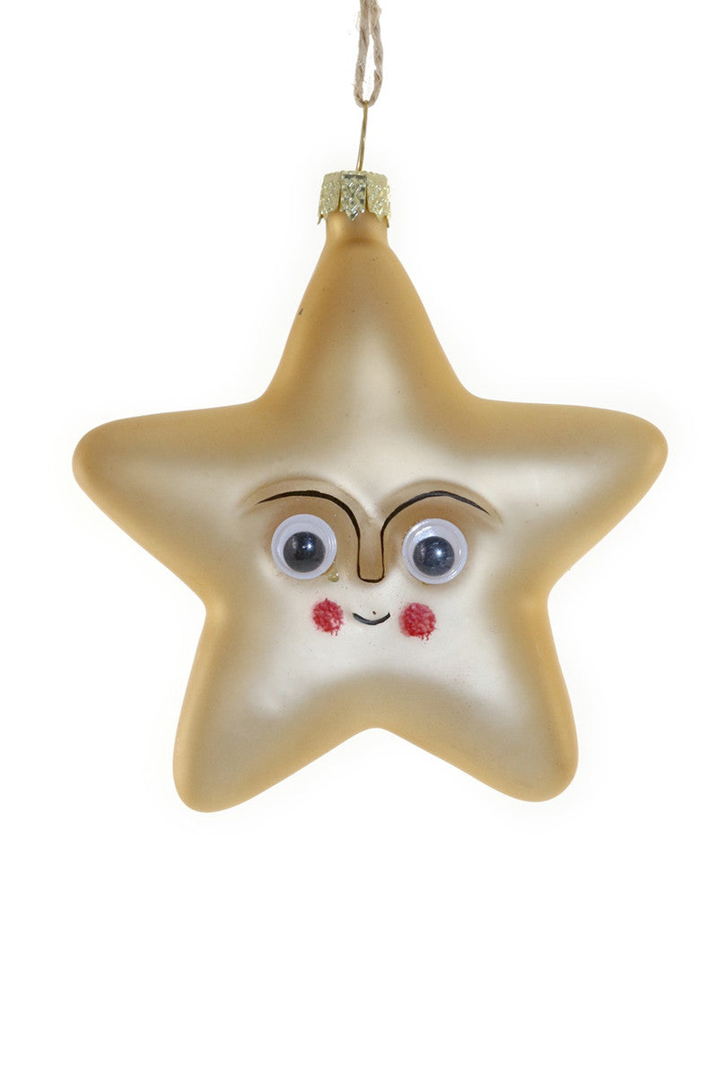 Glass Star Ornament w/Googly Eyes