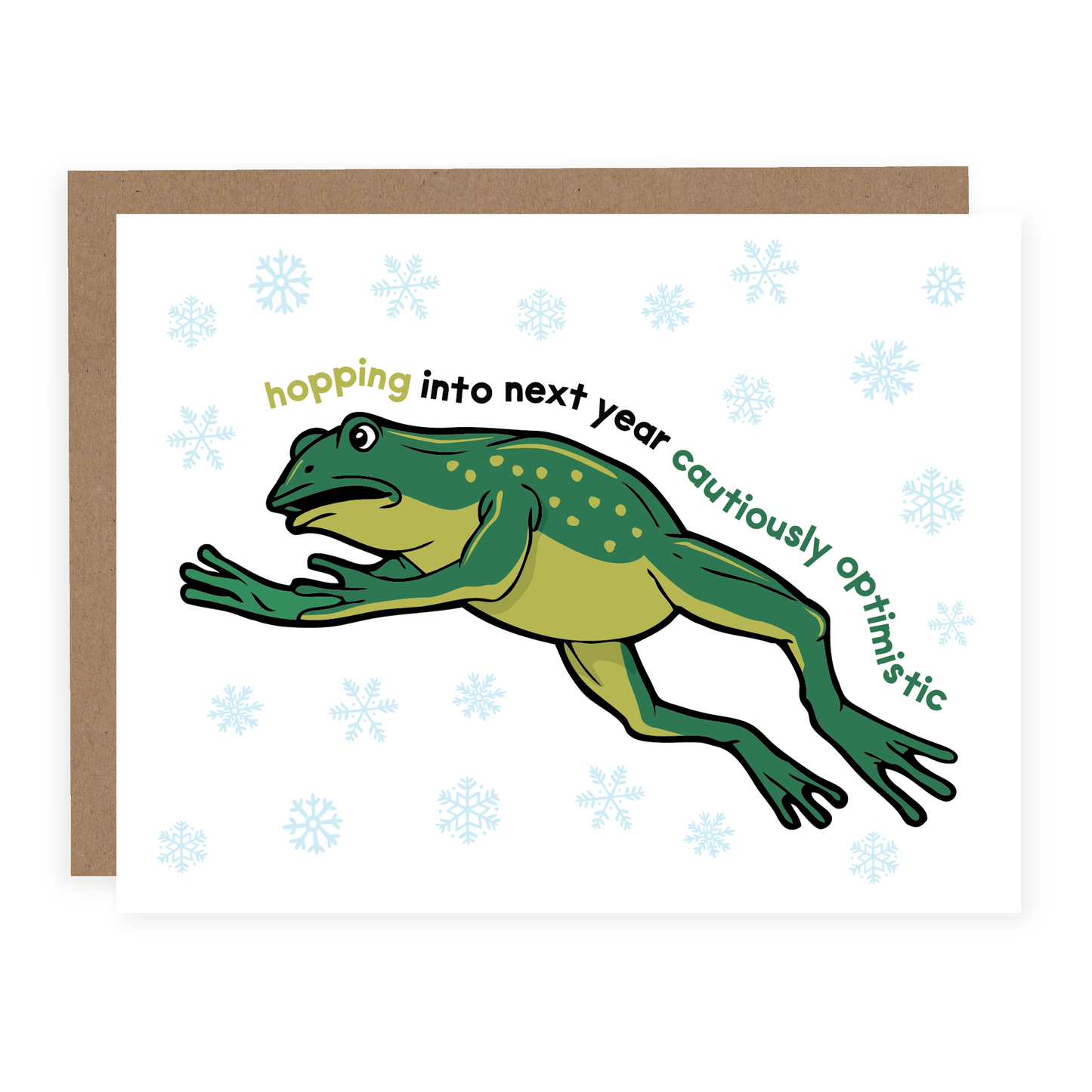 Cautiously Optimistic Frog Christmas Card