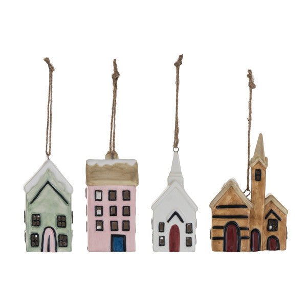 LED Stoneware House Ornament - 4 Styles