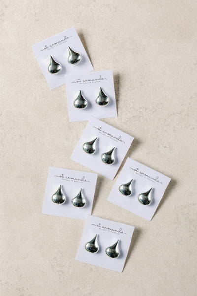 Silver Teardrop Studs