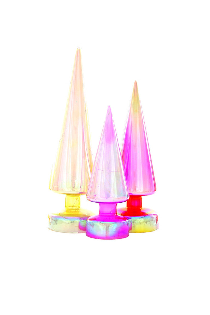 Iridescent Cone Glass Trees - 3 Sizes