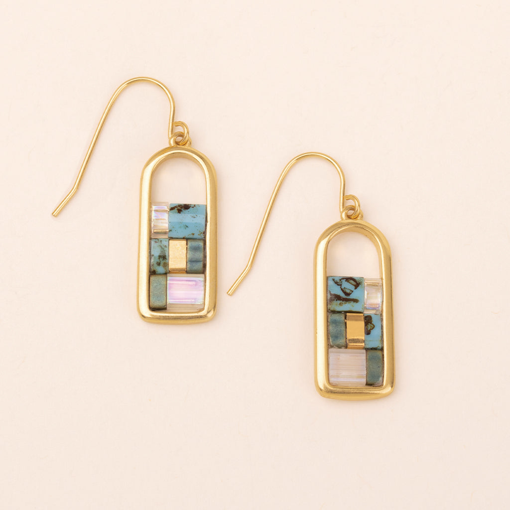 Miyuki Frame Gold Earrings