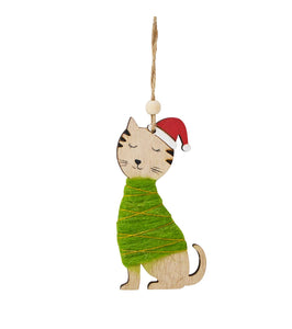 Wooden Cat Ornament