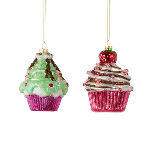 Cupcakes - Vintage Glass Ornament