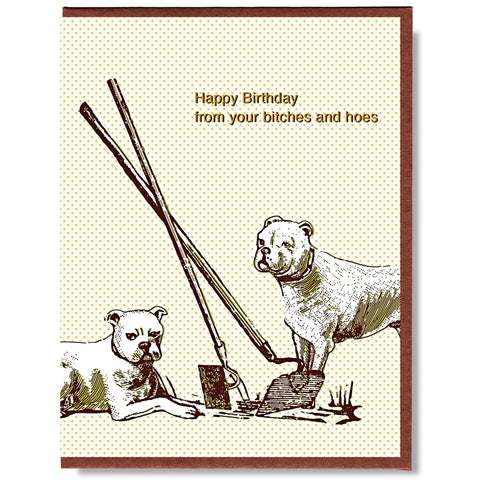 Bitches and Hoes Birthday Card