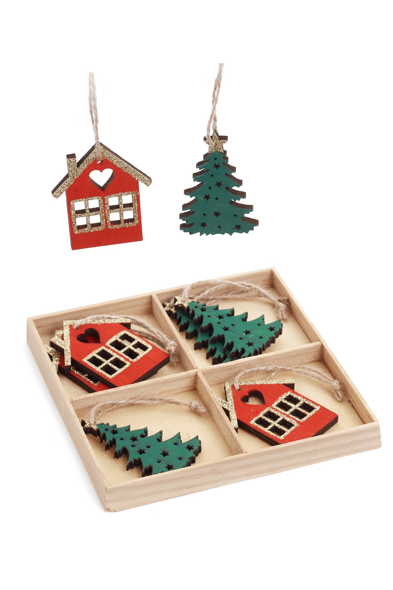 Tree + House Ornament Duo Set/8