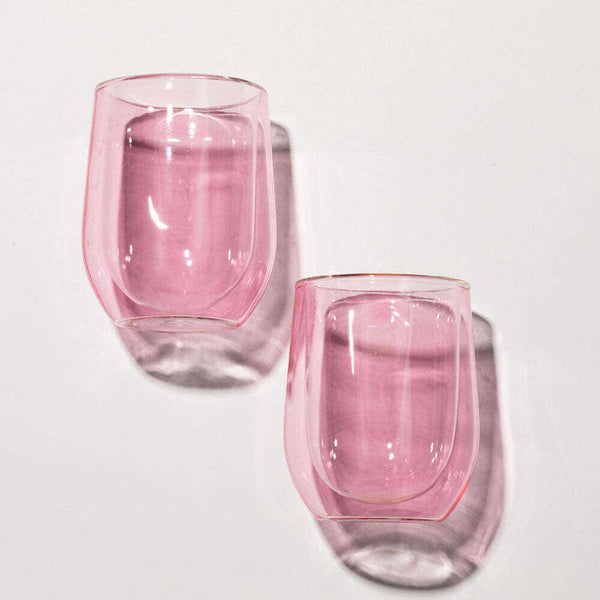Stemless Colored Wine Glass Set