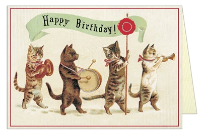 Vintage cats birthday parade greeting card