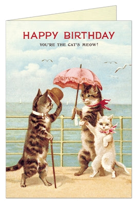 Vintage cats birthday card. Cats meow. 