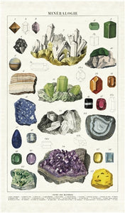 Vintage images of Gems and Minerals add color and brightness to any kitchen. 100% cotton tea towel.