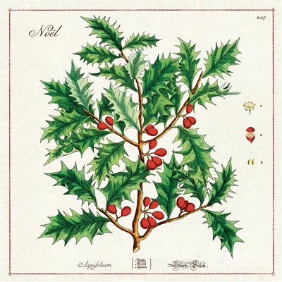 Vintage Christmas Napkin S/4 - Holly