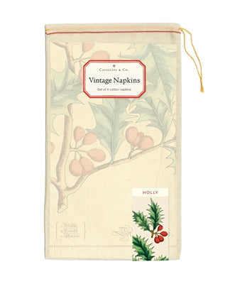 Vintage Christmas Napkin S/4 - Holly