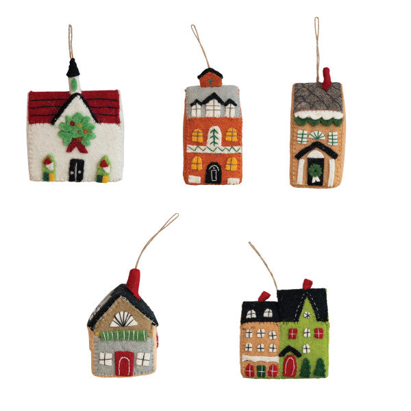 Felted House Ornament - 5 Styles