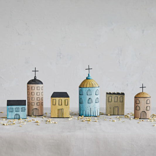 Handpainted Wooden Village - Set/6