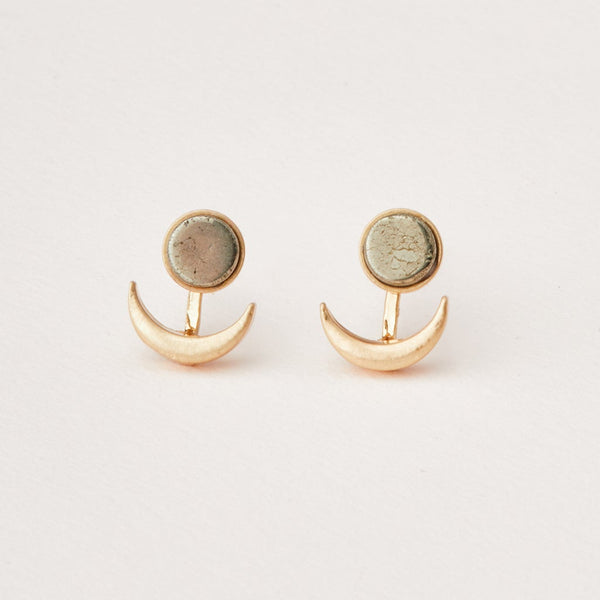 Moon Phase Jacket Earrings - Gold