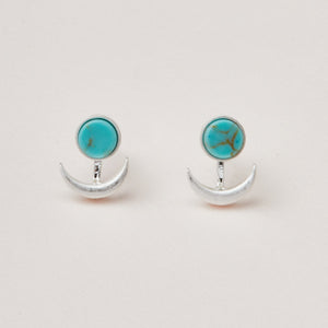 Moon Phase Jacket Earrings - Silver