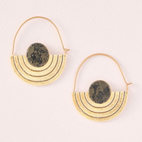 Stone Orbit Earrings - Gold